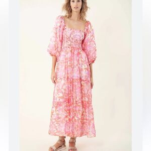Hale Bob Pink Ilona Chiffon Floral Maxi Dress | Size S